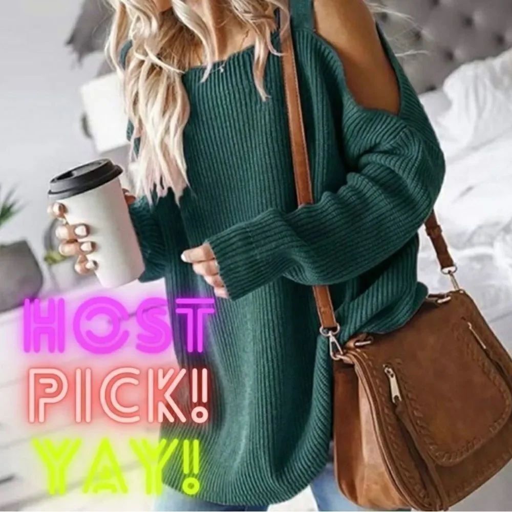 Cold Shoulder Oversized Sweater Sz L
